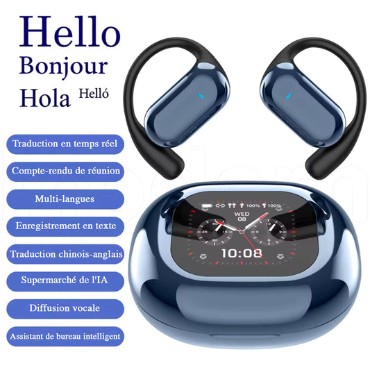 Écouteur Q16s Pro -  Écran Intelligent avec Traduction Bidirectionnelle Instantanée